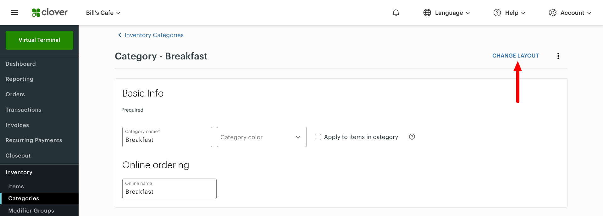 Sorting Categories, Items, and Modifiers in the Clover Inventory